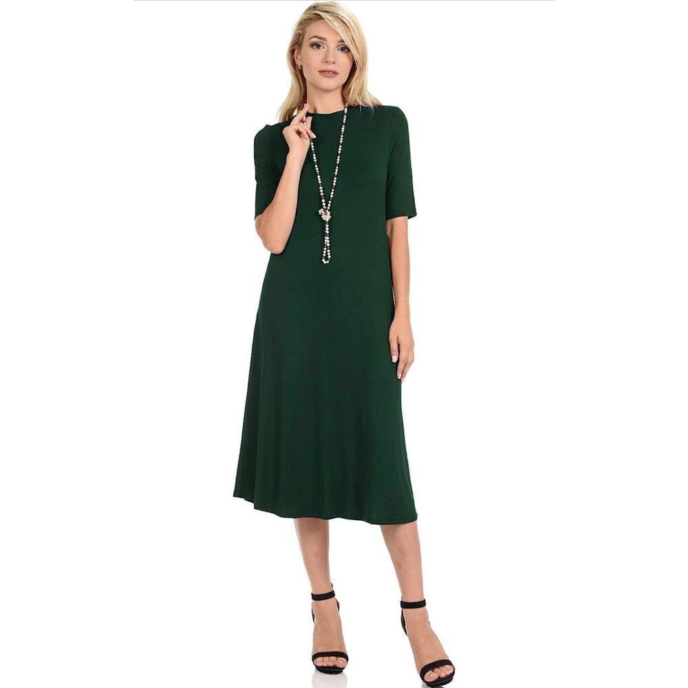 NEW Mock Neck Midi Dress 1/2 sleeve XL